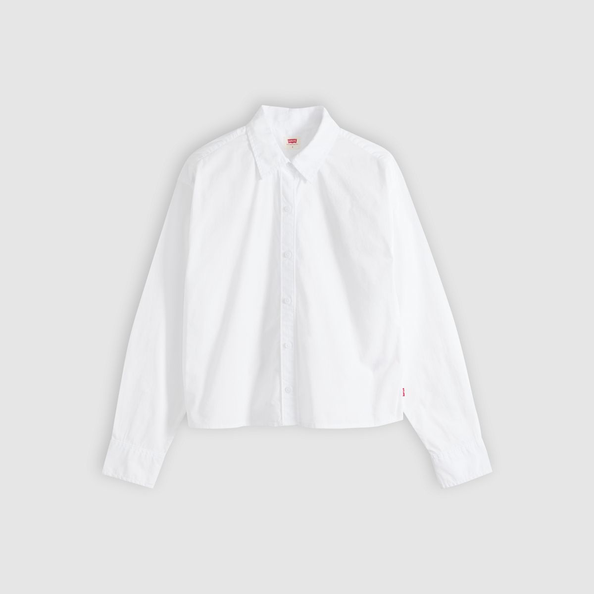 Harlie Cropped Button Down Shirt — Bright White - White