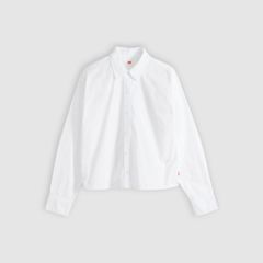 Harlie Cropped Button Down Shirt — Bright White - White 5