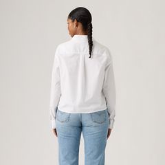 Harlie Cropped Button Down Shirt — Bright White - White 4