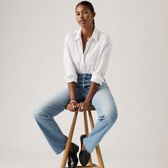 Harlie Cropped Button Down Shirt — Bright White - White 3