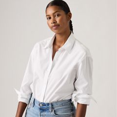 Harlie Cropped Button Down Shirt — Bright White - White 2