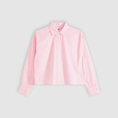 Harlie Cropped Button Down Shirt — Coral Blush GD - Pink 6