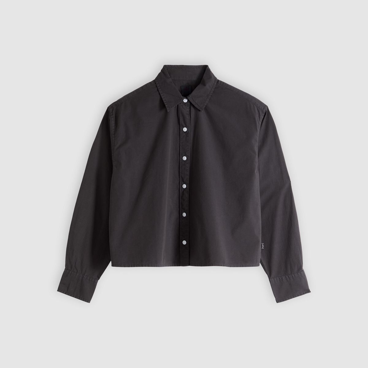 Harlie Cropped Button Down Shirt — Phantom Gd - Black