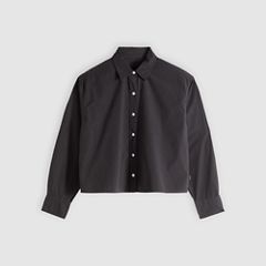 Harlie Cropped Button Down Shirt — Phantom Gd - Black 5