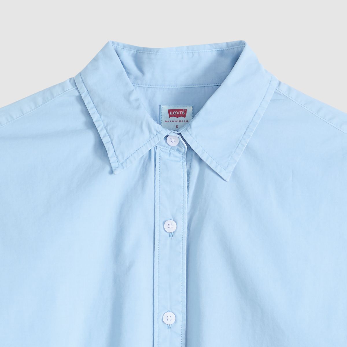 Harlie Cropped Button Down Shirt — Glacier Lake Gd - Blue