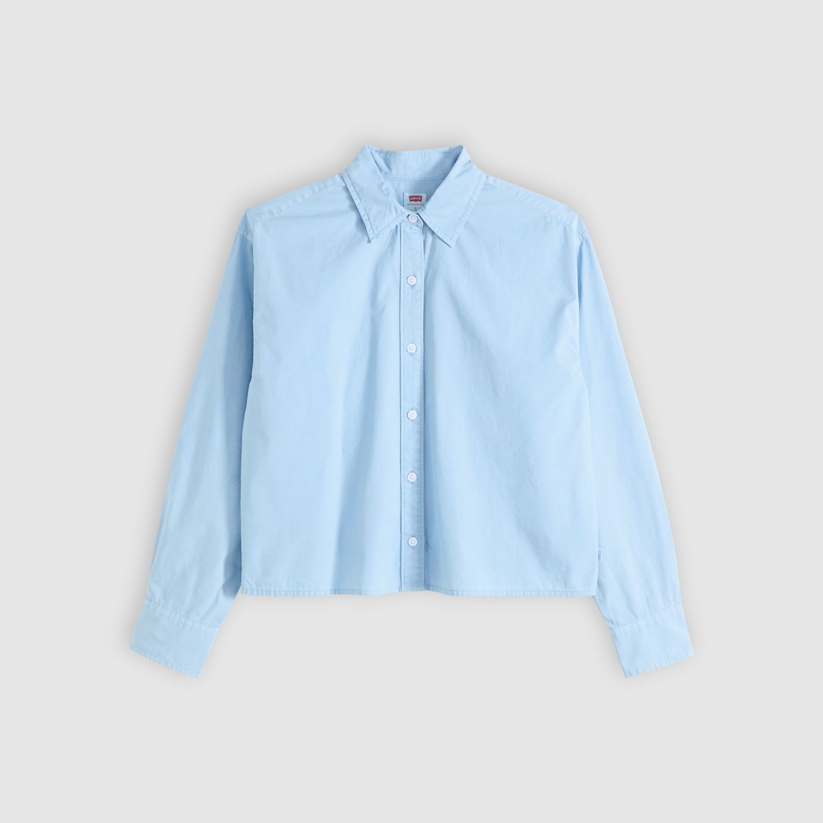 Harlie Cropped Button Down Shirt — Glacier Lake Gd - Blue