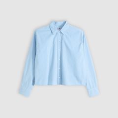Harlie Cropped Button Down Shirt — Glacier Lake Gd - Blue 5