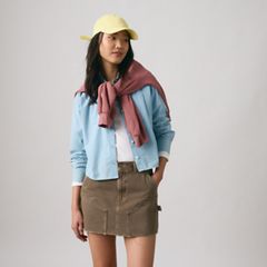 Harlie Cropped Button Down Shirt — Glacier Lake Gd - Blue 1