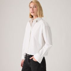 Harlie Cropped Button Down Shirt — Embellished Collar - Pink 1