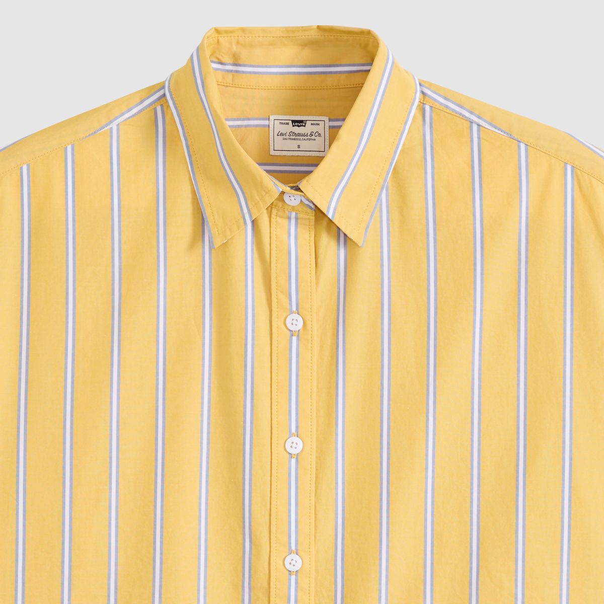 Harlie Cropped Button Down Shirt — Anouk Stripe Spicy Mustard - Yellow