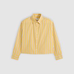 Harlie Cropped Button Down Shirt — Anouk Stripe Spicy Mustard - Yellow 5
