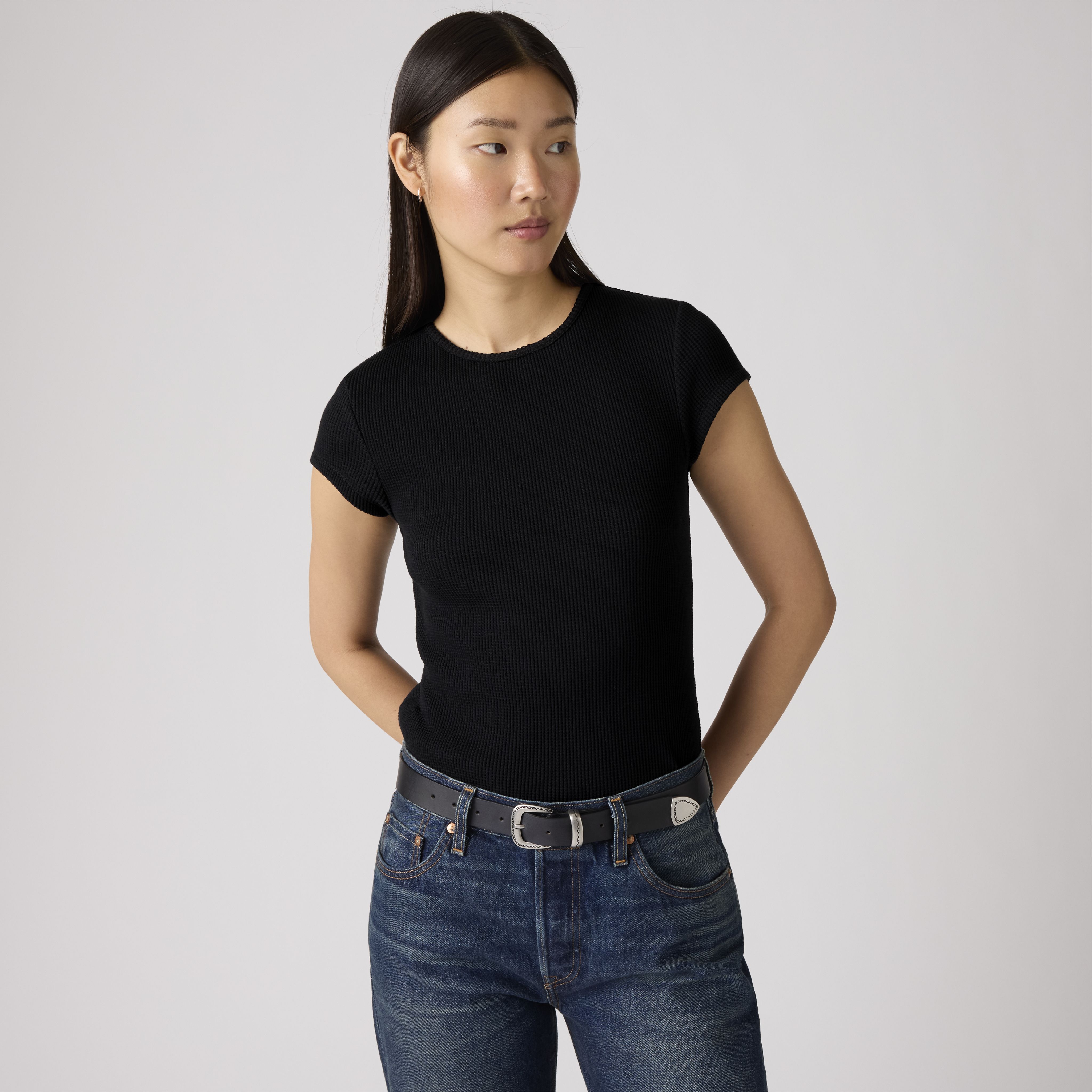 Dry Goods Waffle Cap-Sleeve Tee 1