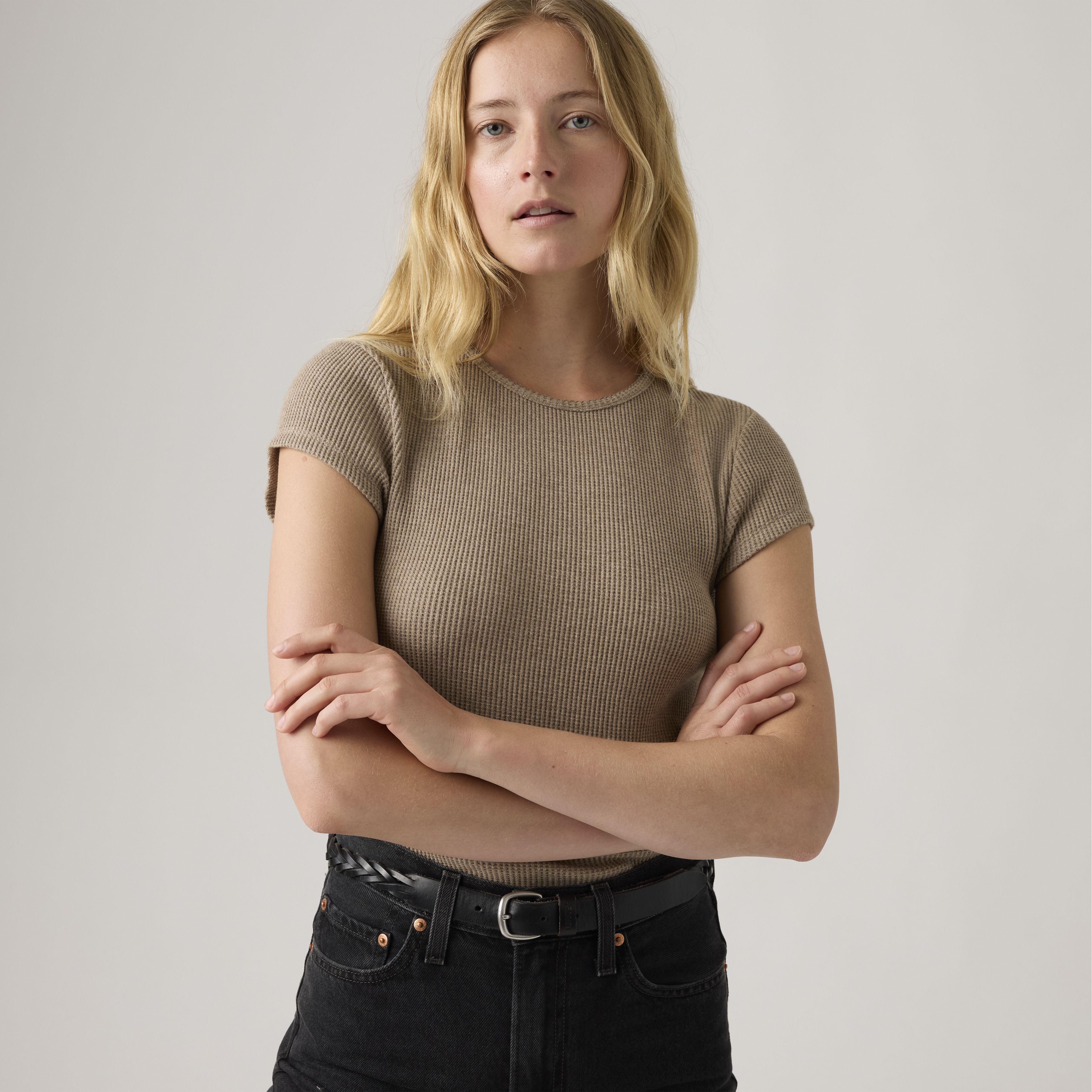 Dry Goods Waffle Cap-Sleeve Tee 1