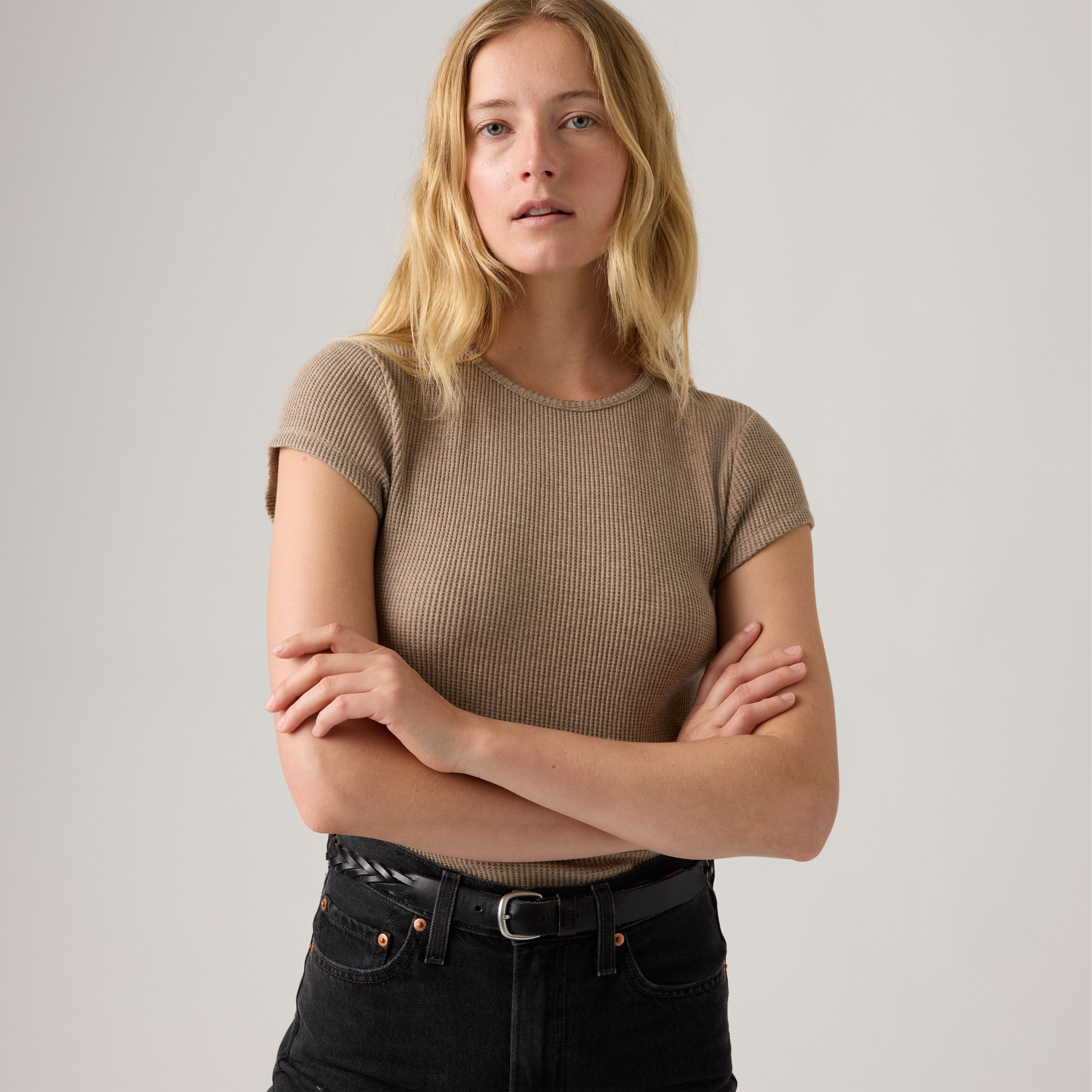 Dry Goods Waffle Cap-Sleeve Tee
