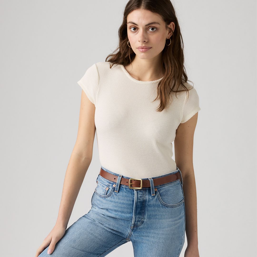 Levi's Dry Goods Waffle Cap Tee T-shirt In Egret