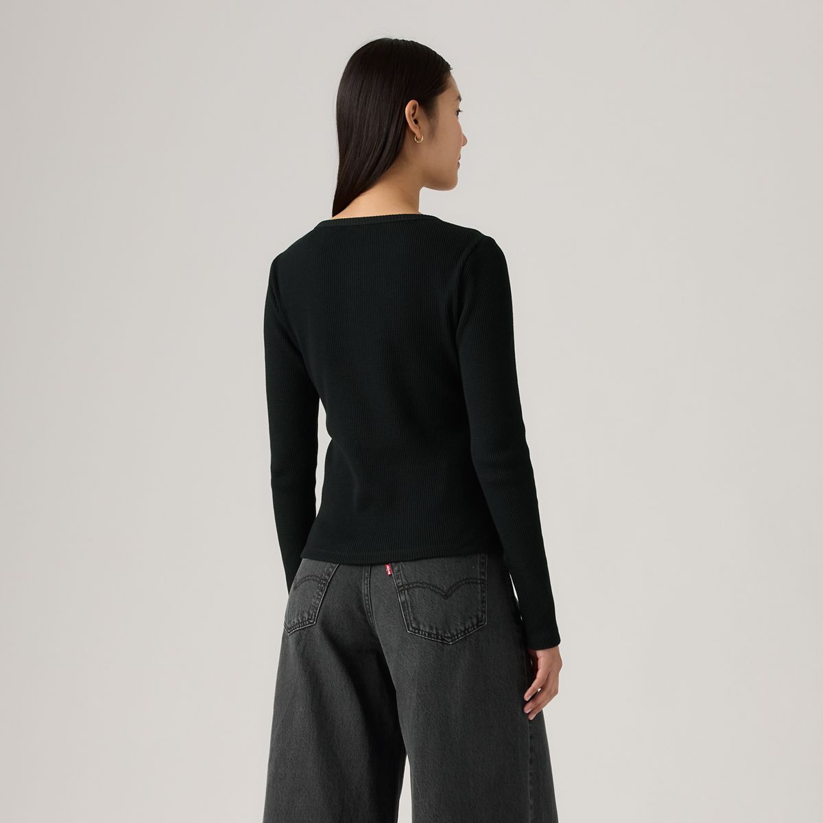 Dry Goods Waffle Henley — Anthracite Night - Black