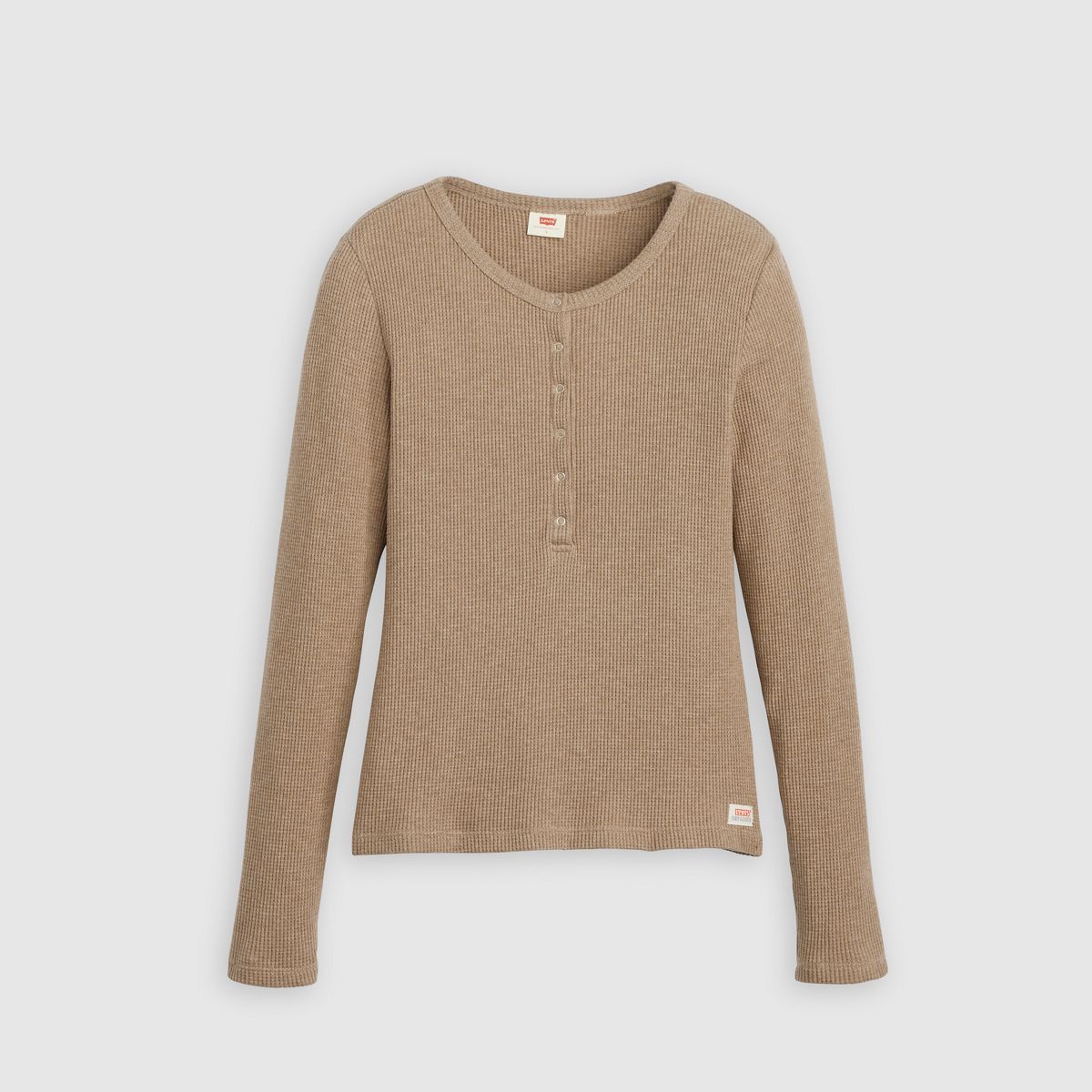 Dry Goods Waffle Henley — Taupe Grey Heather - Brown