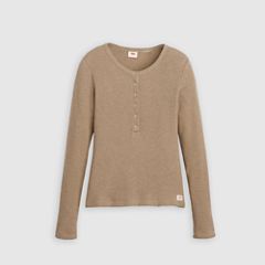 Dry Goods Waffle Henley — Taupe Grey Heather - Brown 5