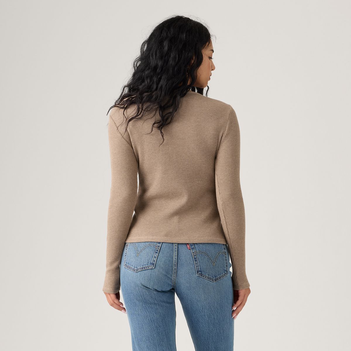 Dry Goods Waffle Henley — Taupe Grey Heather - Brown