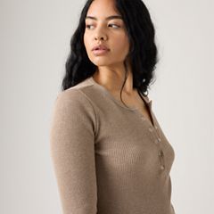 Dry Goods Waffle Henley — Taupe Grey Heather - Brown 2