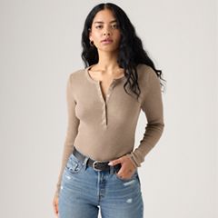 Dry Goods Waffle Henley — Taupe Grey Heather - Brown 1