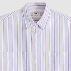 Harlie Short-Sleeve Cropped Button Down Shirt — Costanza Stripe Wisteria - Multi-Color 6