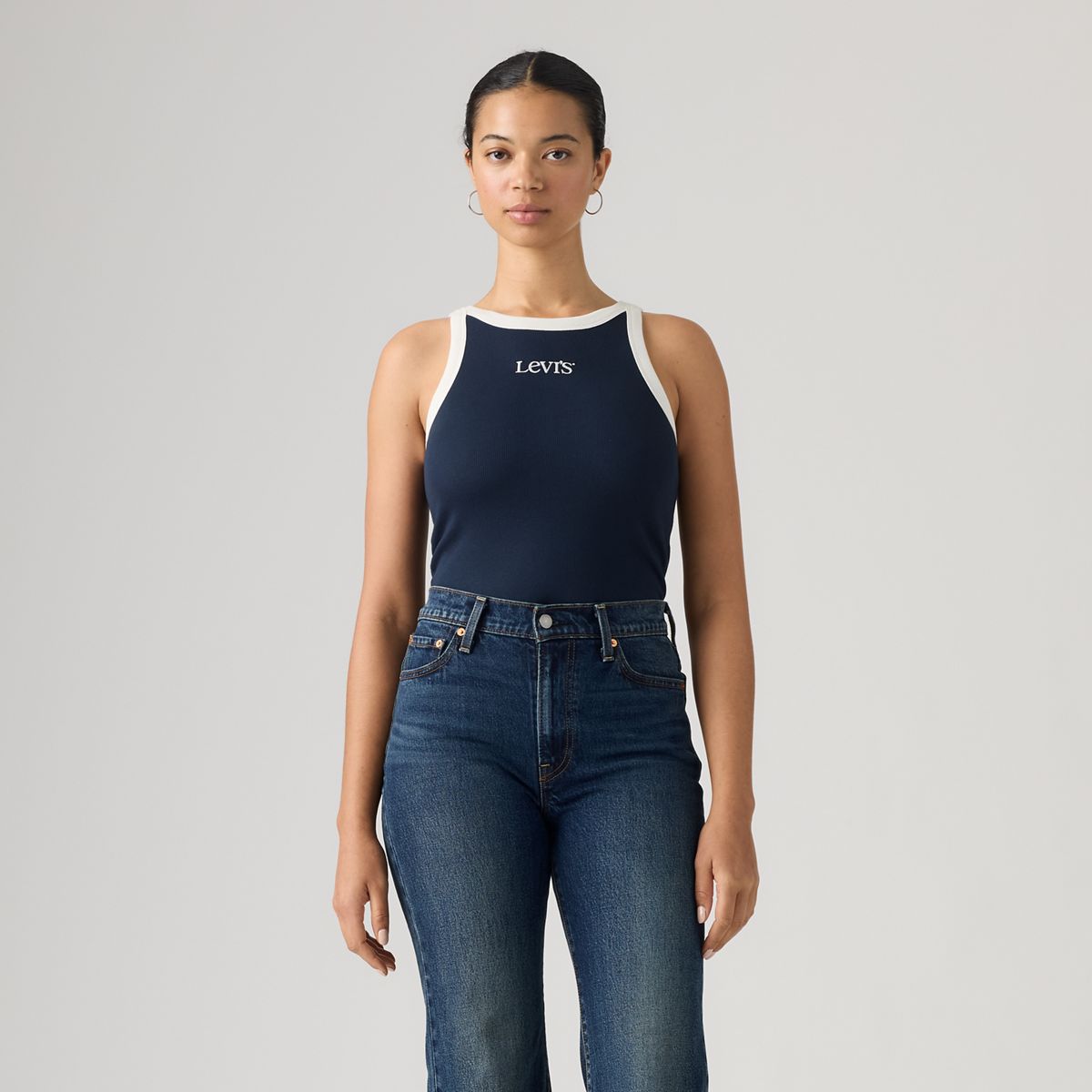 Graphic Essential Racer Tank — Tank Club Logo Emb Navy Blazer - Blue