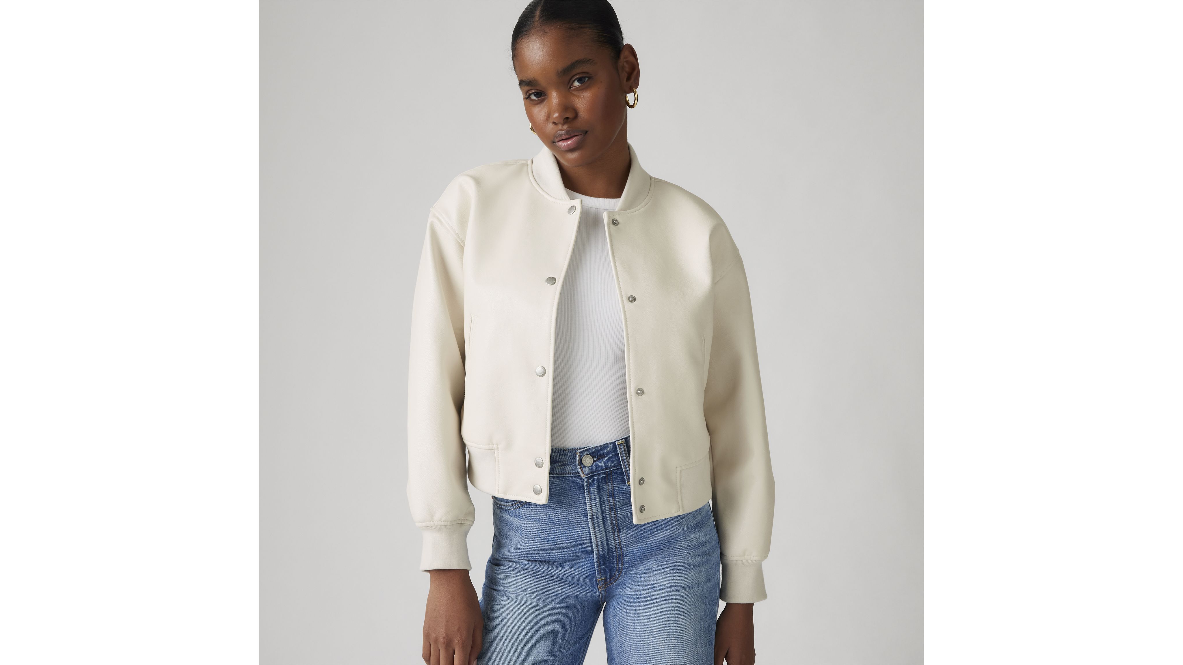 Faux Leather Varsity Bomber Jacket 1