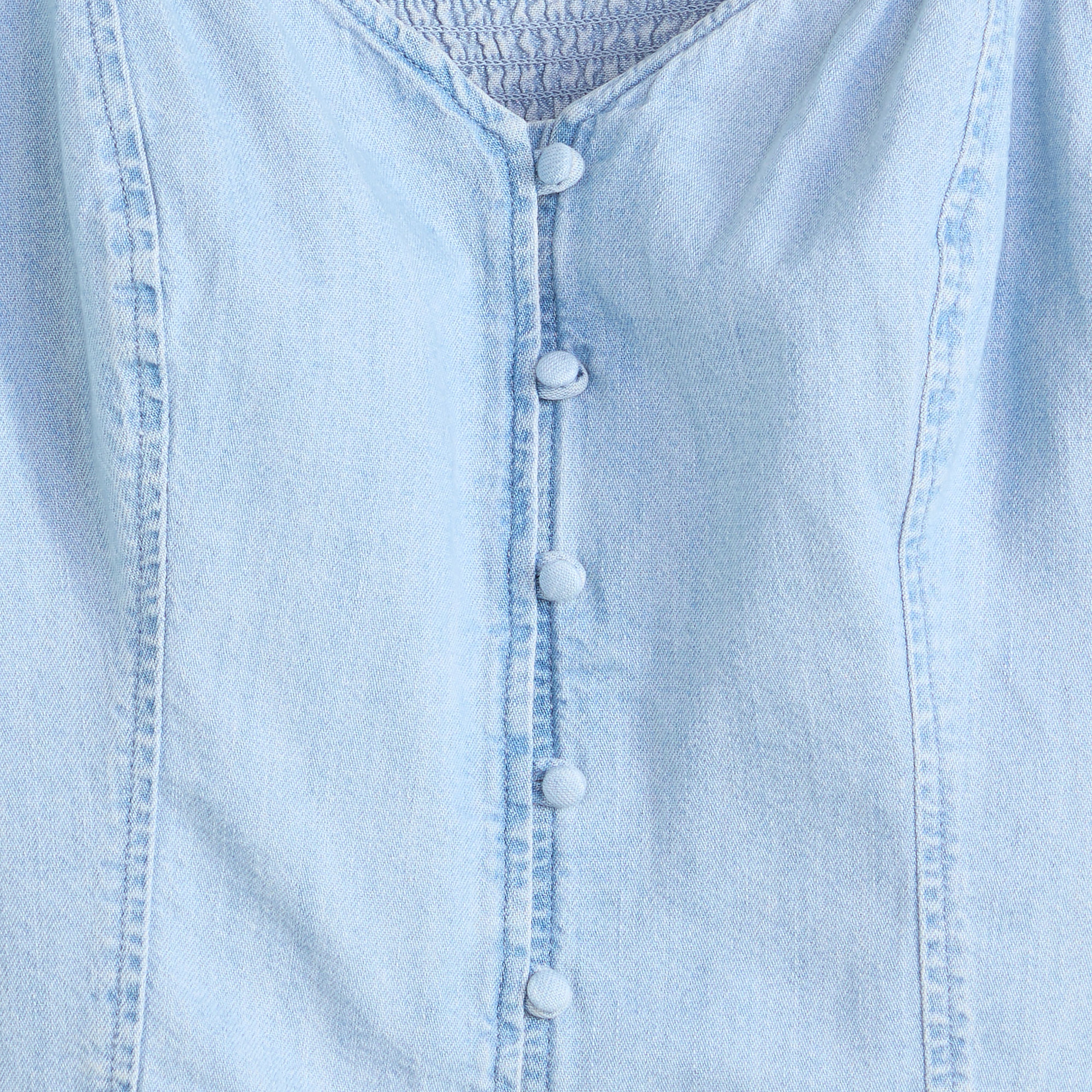 Kierra Short-Sleeve Denim Blouse 6