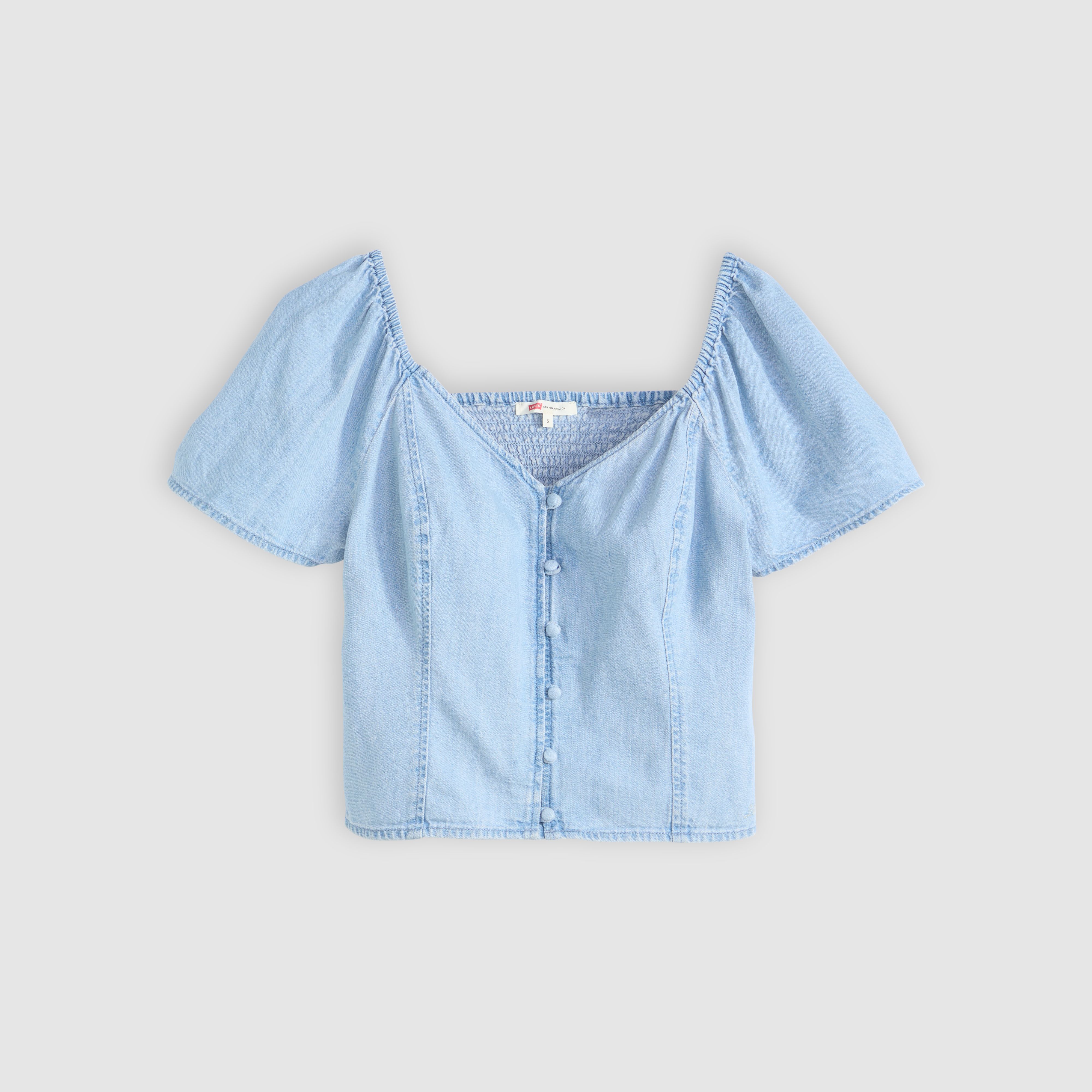 Kierra Short-Sleeve Denim Blouse 5