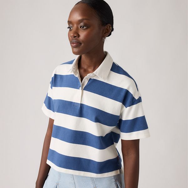 Aries Rugby Polo Shirt — Tory Stripe Sunset B - Blue