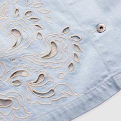 Women's Embroidered Bandit Trucker Jacket — Soft Wash Trucker - Light Wash 9