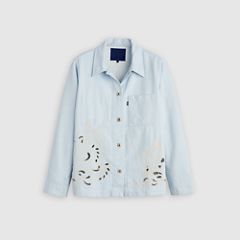 Women's Embroidered Bandit Trucker Jacket — Soft Wash Trucker - Light Wash 6
