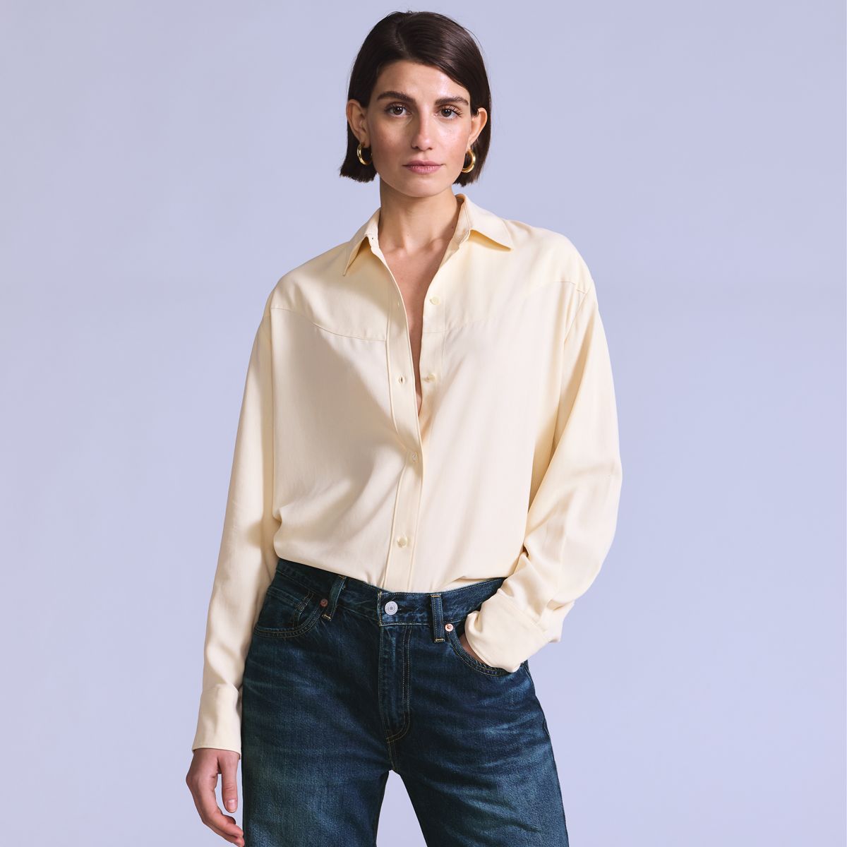 Women's Rider Shirt — Silk Rider Cream Rin - White