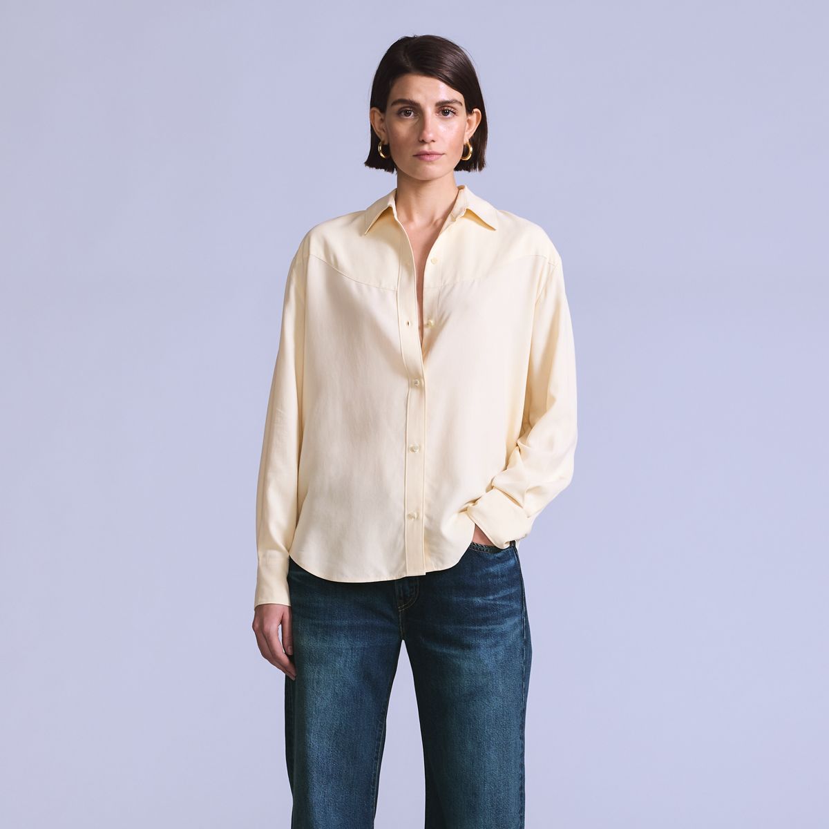 Women's Rider Shirt — Silk Rider Cream Rin - White