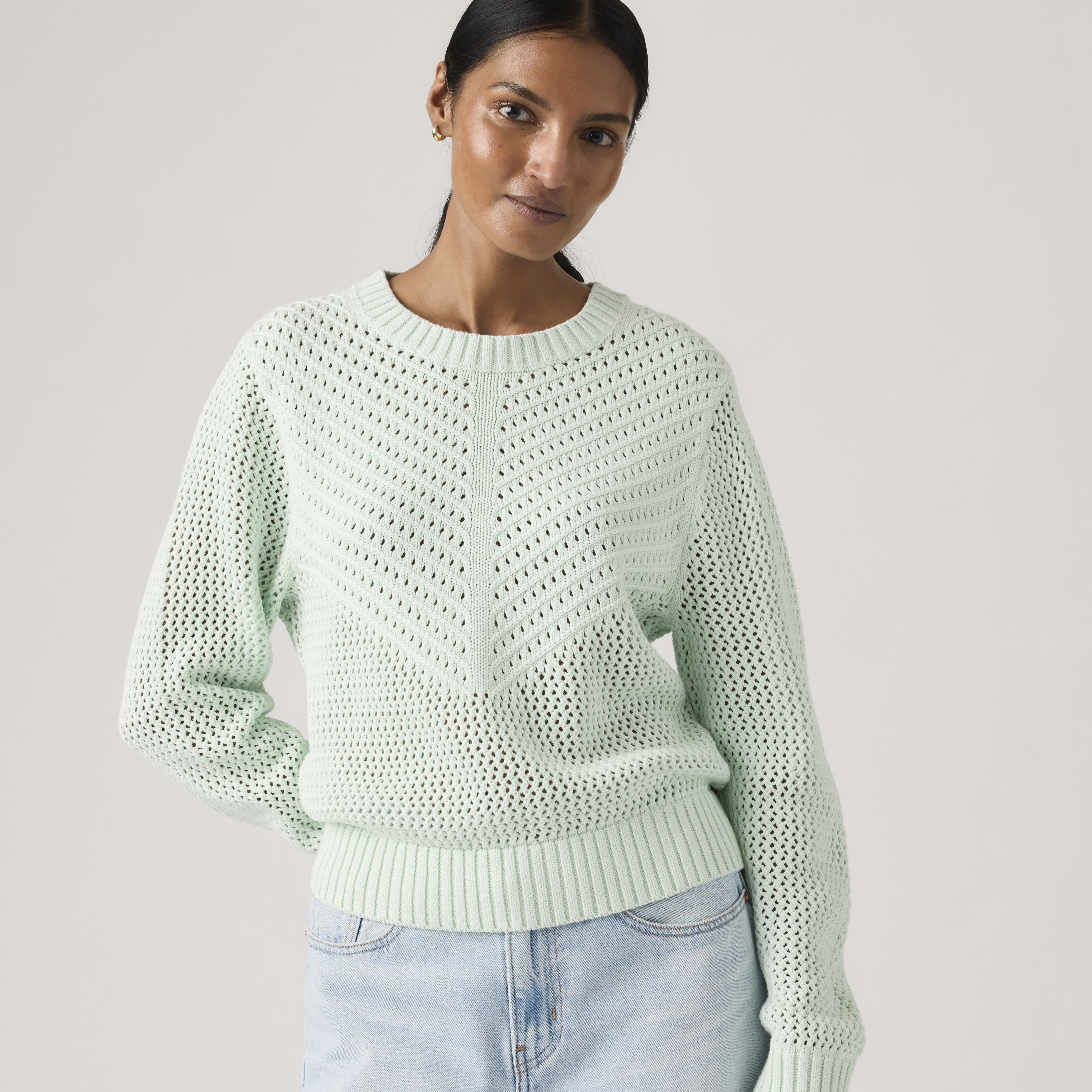 Gaelle Long-Sleeve Crochet Pullover 5