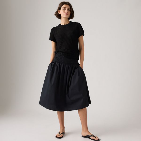 Isabelle Crochet Short Sleeve Sweater — Anthracite Night - Black