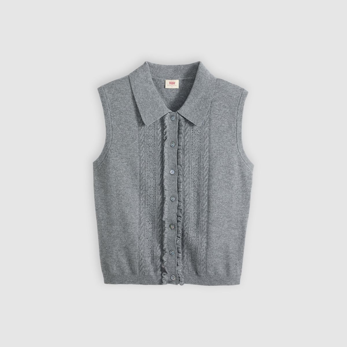 Supersoft Mini Ruffle Vest Top — Dark Heather Grey - Grey