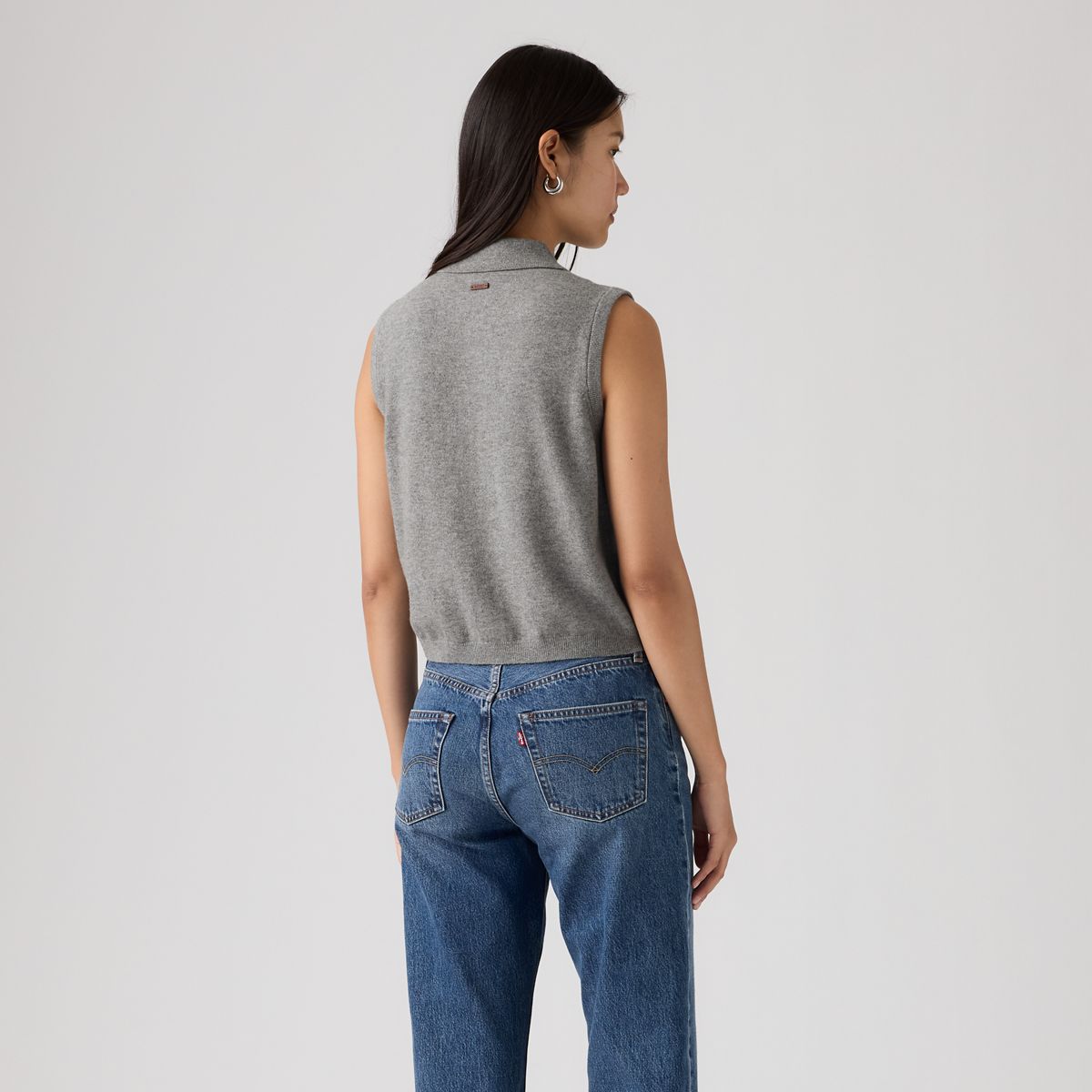 Supersoft Mini Ruffle Vest Top — Dark Heather Grey - Grey