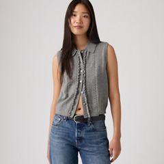 Supersoft Mini Ruffle Vest Top — Dark Heather Grey - Grey 1