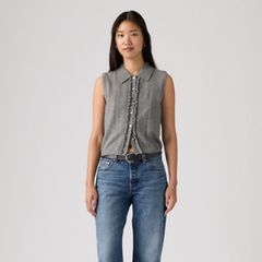 Supersoft Mini Ruffle Vest Top — Dark Heather Grey - Grey 2
