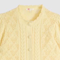 Pauline Pointelle Short-Sleeve Cardigan — French Vanilla - Yellow 6