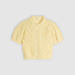 Pauline Pointelle Short-Sleeve Cardigan — French Vanilla - Yellow 5