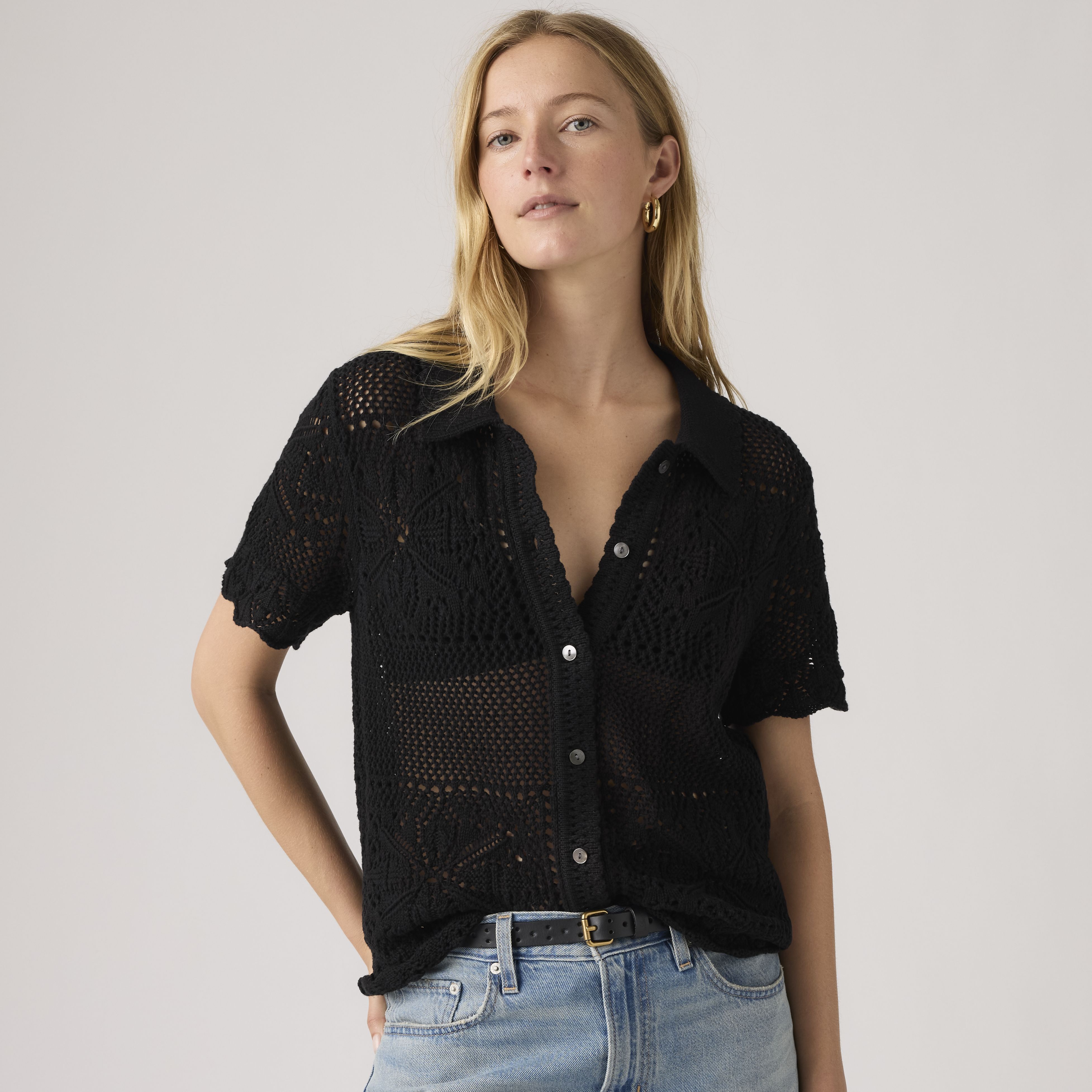 Susanna Floral Crochet Shirt 1
