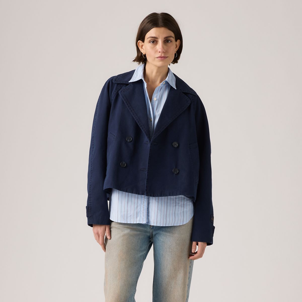 Bree Cropped Swing Trench Jacket — Nightwatch Blue - Blue