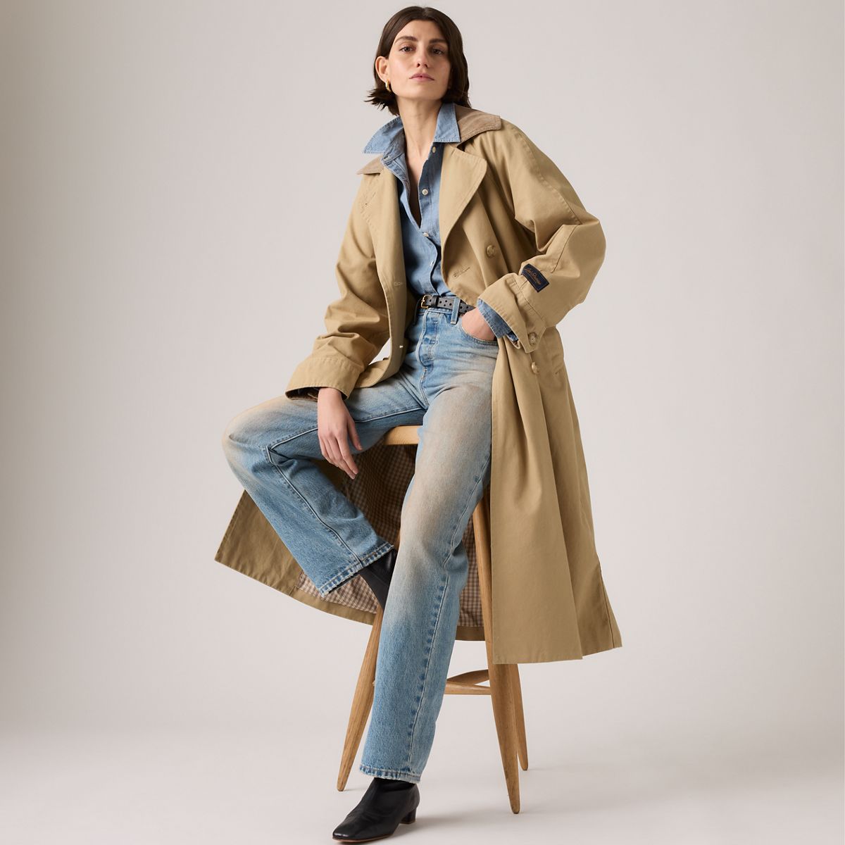 Bree Classic Long Trench Coat — Travertine - Tan