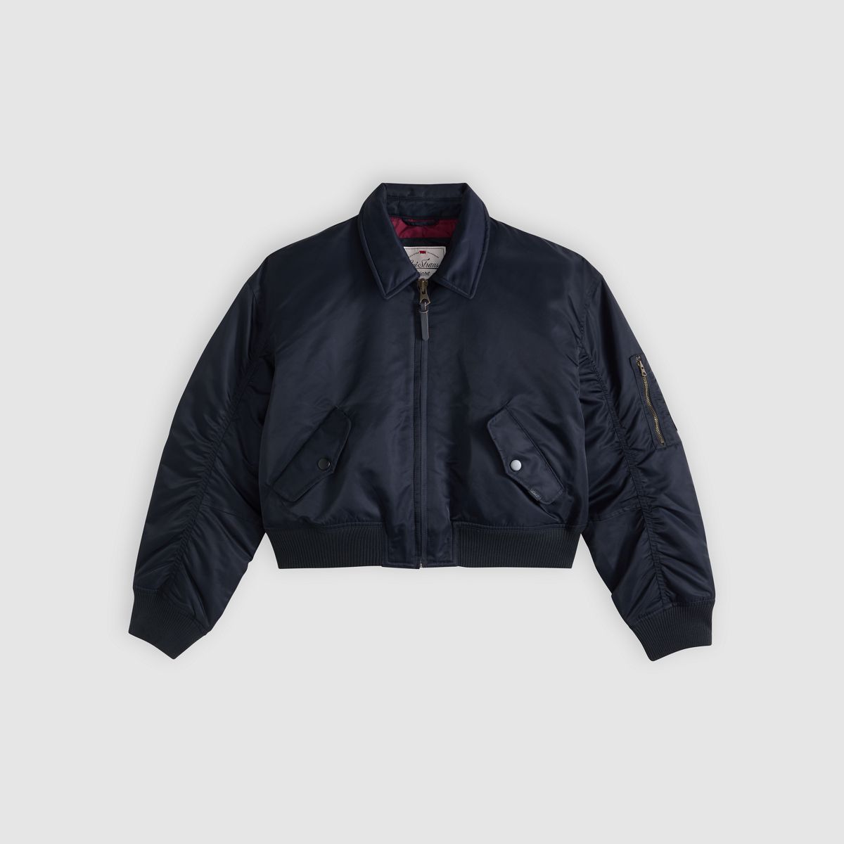 Bowie Cropped Bomber Jacket — Anthracite Night - Black