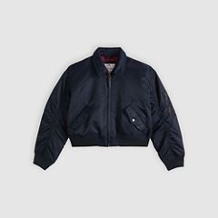 Bowie Cropped Bomber Jacket — Anthracite Night - Black 5
