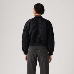 Bowie Cropped Bomber Jacket — Anthracite Night - Black 4