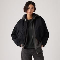 Bowie Cropped Bomber Jacket — Anthracite Night - Black 1